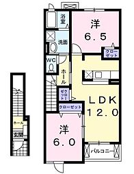 グランデ　カーサA 2階2LDKの間取り