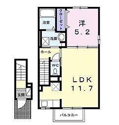 ラ・ルミエール土器町西III 1LDKの間取図画像