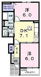 プリムローズ　ノユル 1階2DKの間取り