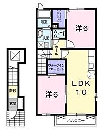 グローヴ・ガーデンII 2階2LDKの間取り