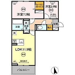 ユーフォリア　C棟 2階2LDKの間取り