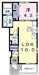 ワイズＫＭII 1階1LDKの間取り