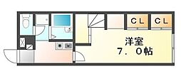 レオパレスcartier勅使K 1Kの間取図画像