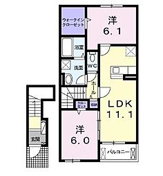 ラ・パセオ 2LDKの間取図画像