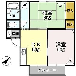 フジハイツ 2DKの間取図画像