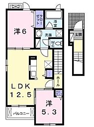 サンロイヤルB 2LDKの間取図画像