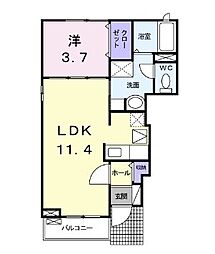 プリーズプレイスB 1LDKの間取図画像