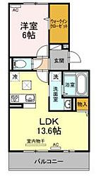 メゾン勝賀B棟 1LDKの間取図画像