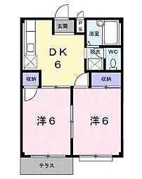 エルディム森1 2DKの間取図画像