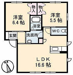 クラジュー 2LDKの間取図画像