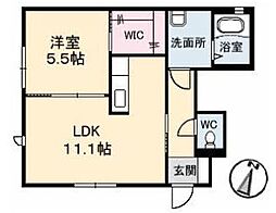 ヴィラグレイス2番館 1LDKの間取図画像