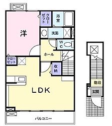 サニーロードB 1LDKの間取図画像