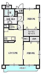 ハッピーフライト 2LDKの間取図画像