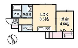 BEREO亀井町 1LDKの間取図画像
