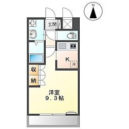 アンベリール南 1Kの間取図画像