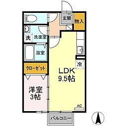 フローラルガーデン伏石 1LDKの間取図画像