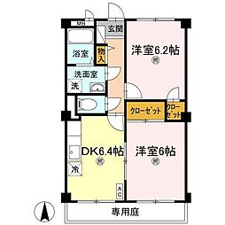 フィネス木太 2DKの間取図画像