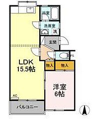 第3メールブルー 1LDKの間取図画像
