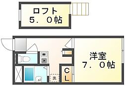 レオパレス志度 1Kの間取図画像