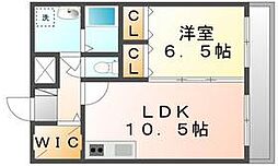 マリベール上林A 1LDKの間取図画像
