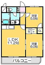 マリベールサカタ 2LDKの間取図画像