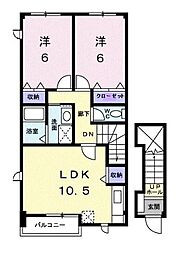 リバーウエストB 2LDKの間取図画像
