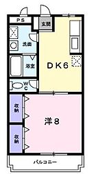 ローフイルド 1DKの間取図画像