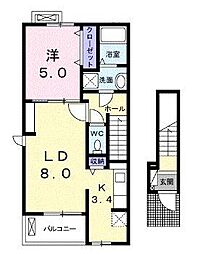 シャインヴァルトC 1LDKの間取図画像