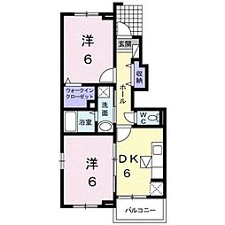 パークヒルズ前山B 2DKの間取図画像