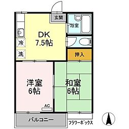 三宝ハイツC 2DKの間取図画像