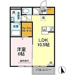 リビングタウン高松中央B 1LDKの間取図画像