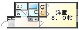レオネクストプレッツァノース 1Kの間取図画像