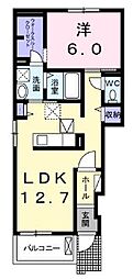 クレールハピネスB 1LDKの間取図画像