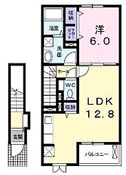 薔薇2 1LDKの間取図画像