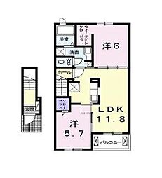 クラール丸亀原田B 2LDKの間取図画像