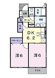グレイス豊中A 2DKの間取図画像