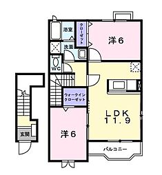 アルカンシエルB 2LDKの間取図画像
