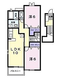 メゾン・ポポラーレB棟 2LDKの間取図画像