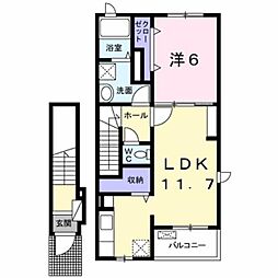 ルーベル太田B 1LDKの間取図画像