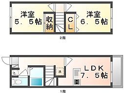 レオパレスクール 2DKの間取図画像