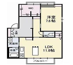グリーングラスB棟 1LDKの間取図画像