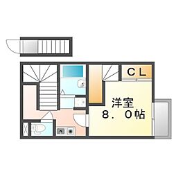 レオパレスメルピーチSUZU 1Kの間取図画像
