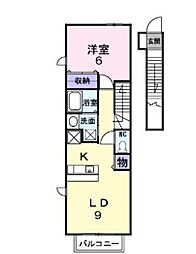 バレーフィールド2 1LDKの間取図画像