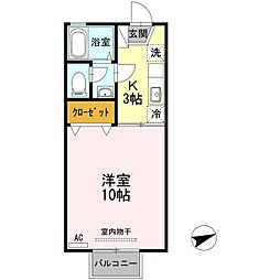 キャッスル2 1Kの間取図画像