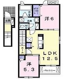 サンロイヤルB 2LDKの間取図画像