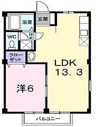 ニューシティ八栗口B 1LDKの間取図画像