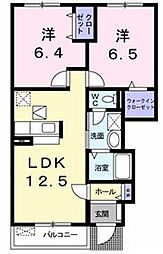 レクサスB棟 2LDKの間取図画像
