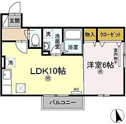 ミュームB 1LDKの間取図画像