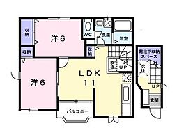 プライムハイツ2 2LDKの間取図画像