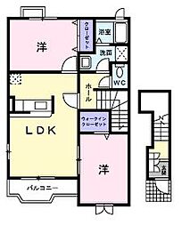 アルカンシエルB棟 2LDKの間取図画像